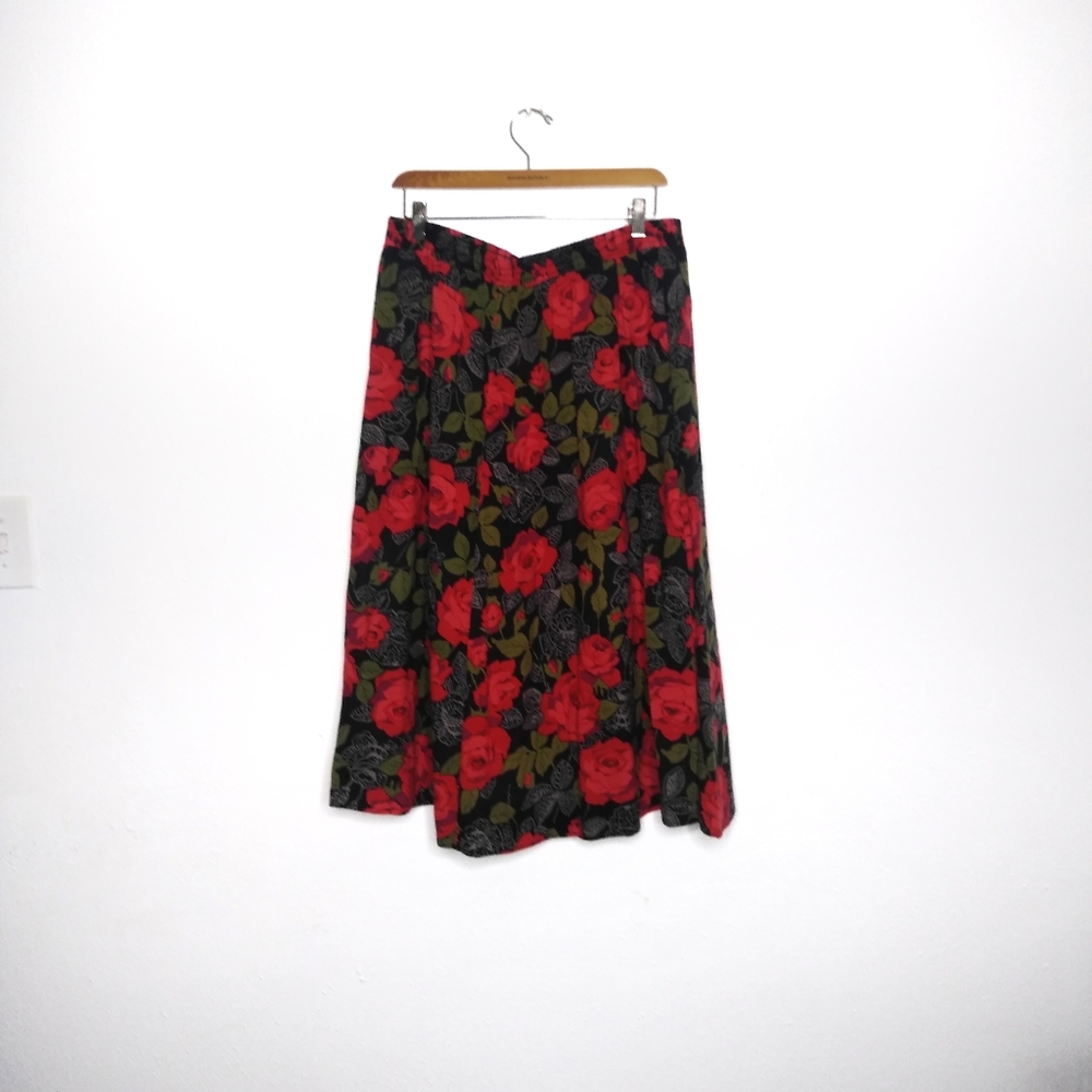 Vintage rose floral A-line skirt size 18